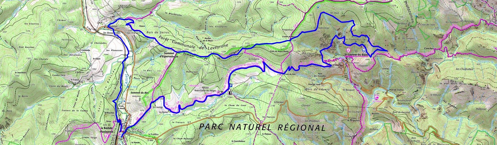 IGN Randonnée de 21,5km à La Bastide-Puylaurent en Lozère