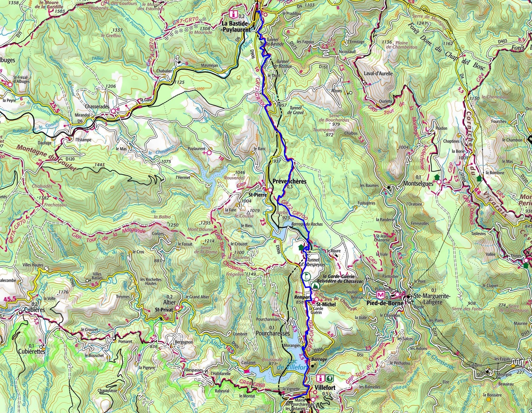 IGN Randonnée de 23,2km à La Bastide-Puylaurent en Lozère