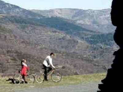 Biking along Borne valley from La Bastide-Puylaurent to Pied de Borne